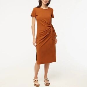 J. Crew Factory | Short-sleeve knotted midi dress redwood branch size 2X